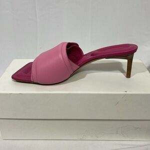 Bubble gum pink Italian leather high heel mules, size 8 (38) by Jacquemus